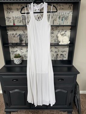 JustFab White Maxi Dress with Strappy Back